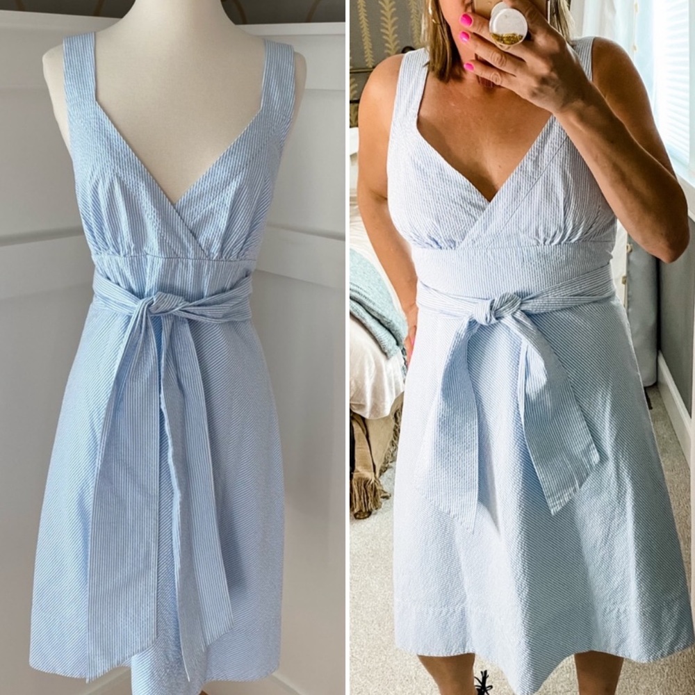 Vineyard Vines - Seersucker Fit & Flare Wrap Dress- Size 12